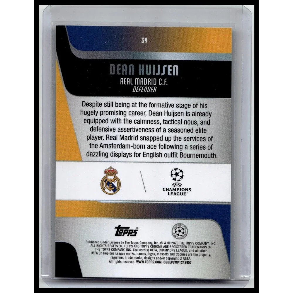 2025-26 Topps Chrome UEFA Dean Huijsen #39 Madrid CF Green Geometric #/99